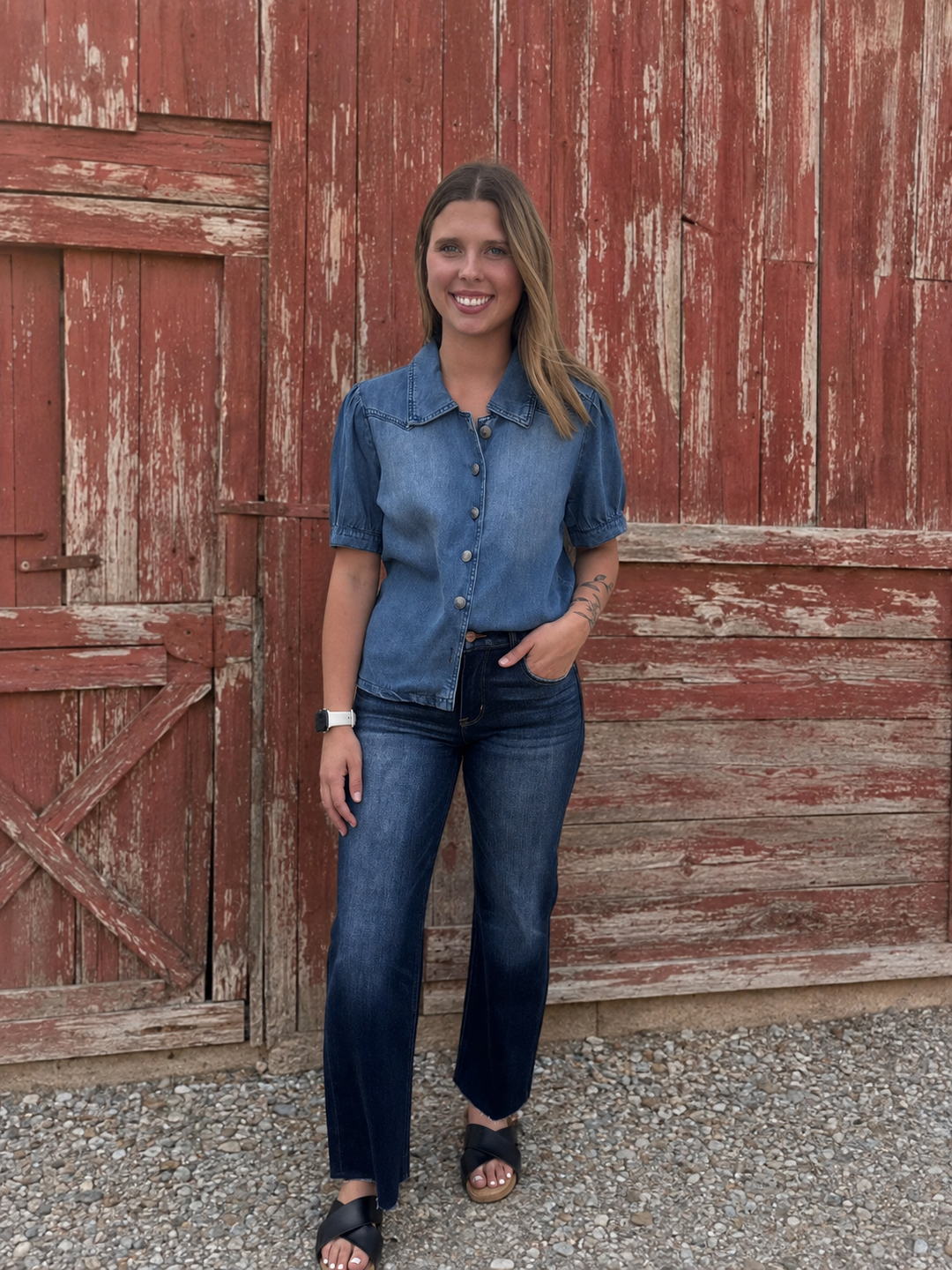 Risen Mid Rise Crop Straight Raw Hem Jeans