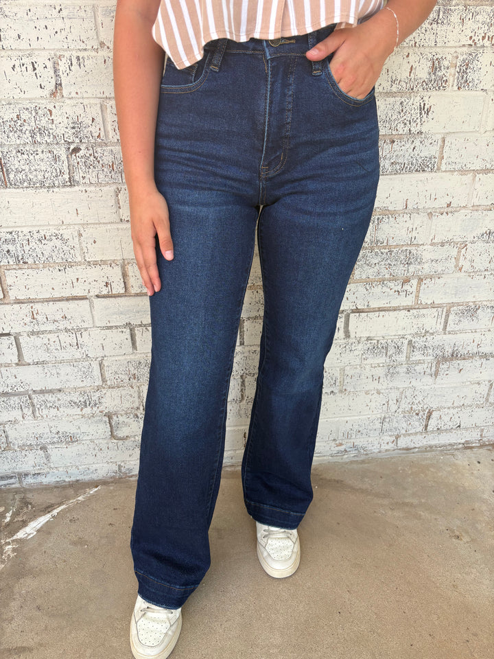 L&B Dark Wash High Rise Slim Trouser Jeans