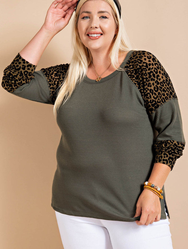 PLUS Sheerly Leopard Thermal Top-2 colors | gussieduponline