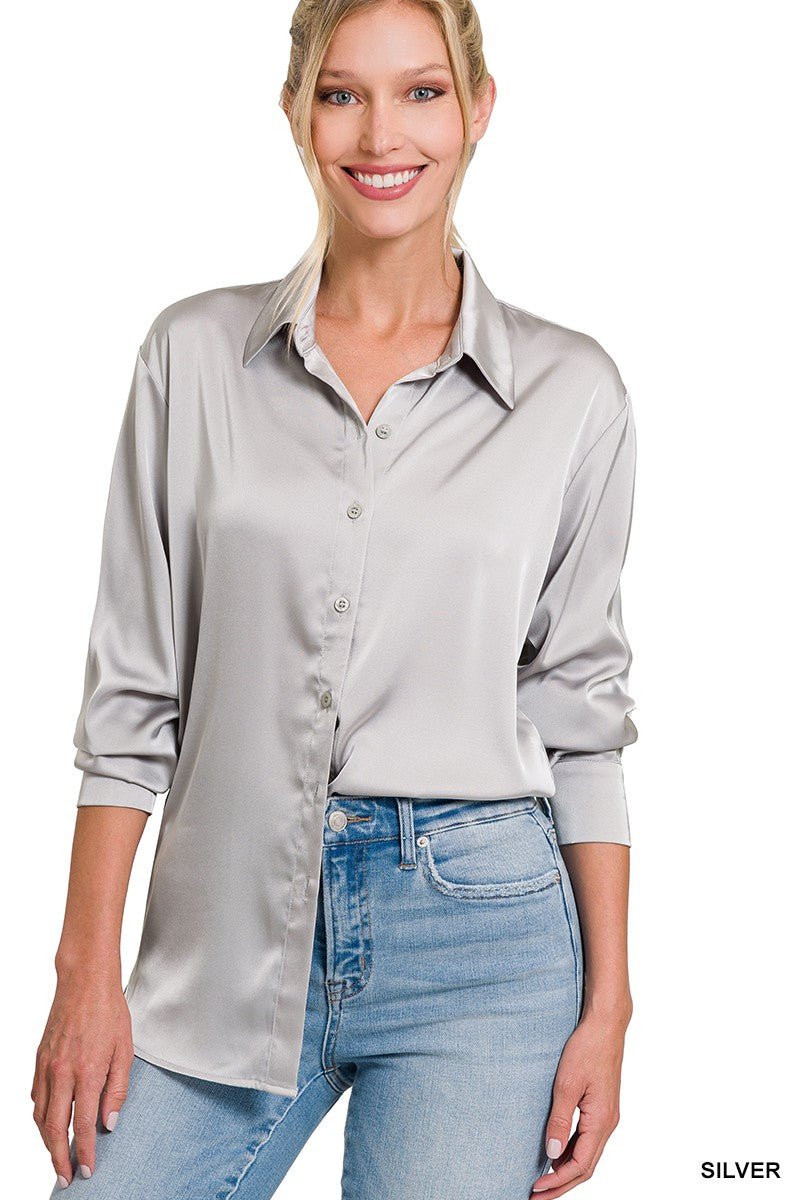 Charmeuse Button Up Top - 3 Colors | gussieduponline