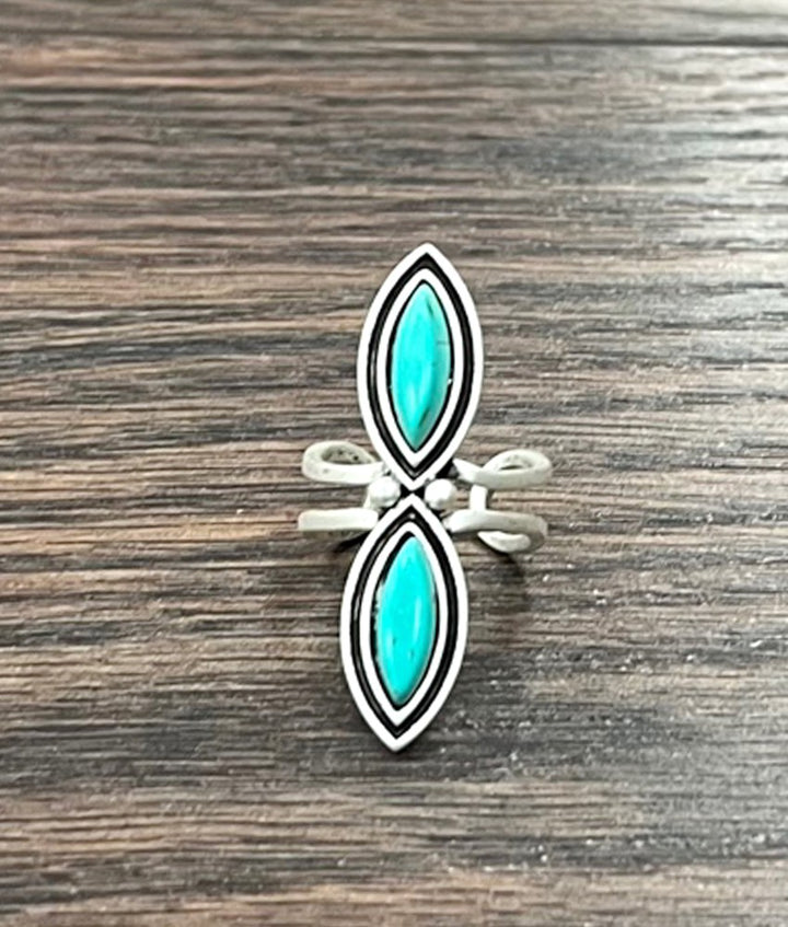 2 Stone Boho Turquoise Adjustable Ring