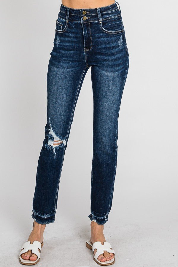 Destroyed Super High Rise Stretch Slim Straight | gussieduponline