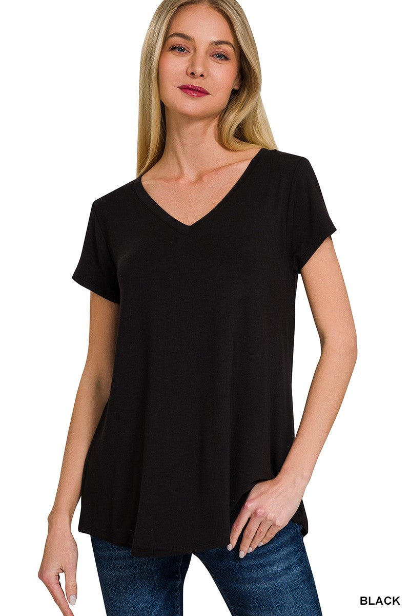 Zenana Rayon Short Sleeved Round Hem Top