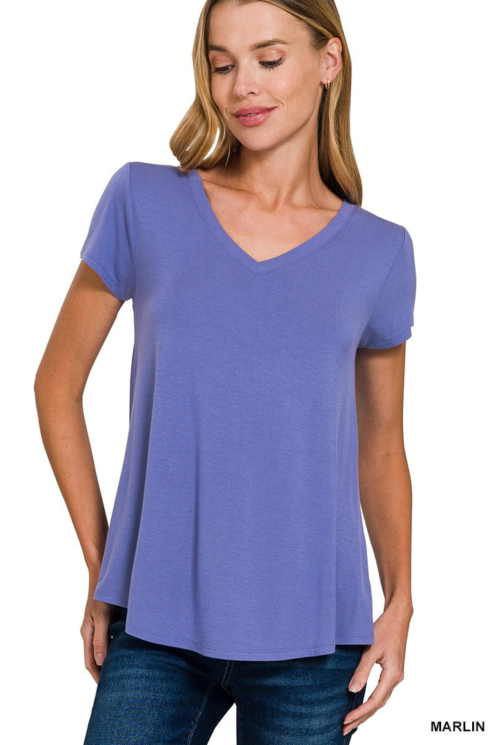 Zenana Rayon Short Sleeved Round Hem Top