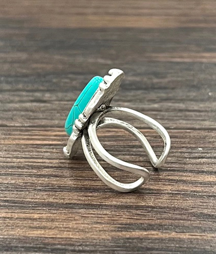 Western Turquoise Adjustable Ring