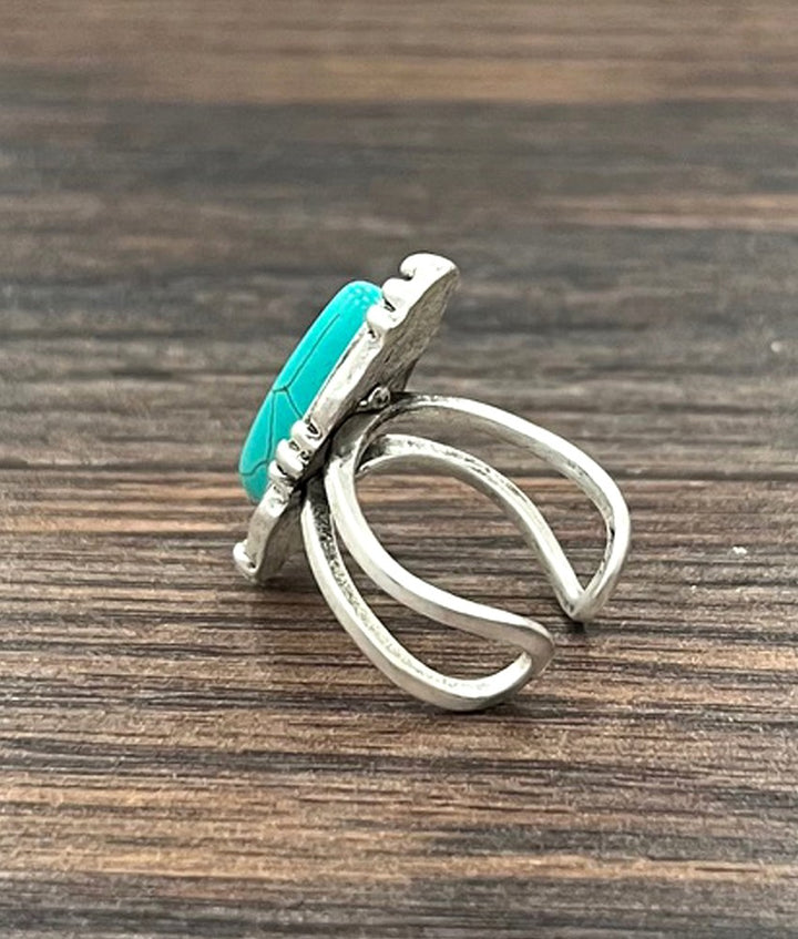 Western Turquoise Adjustable Ring