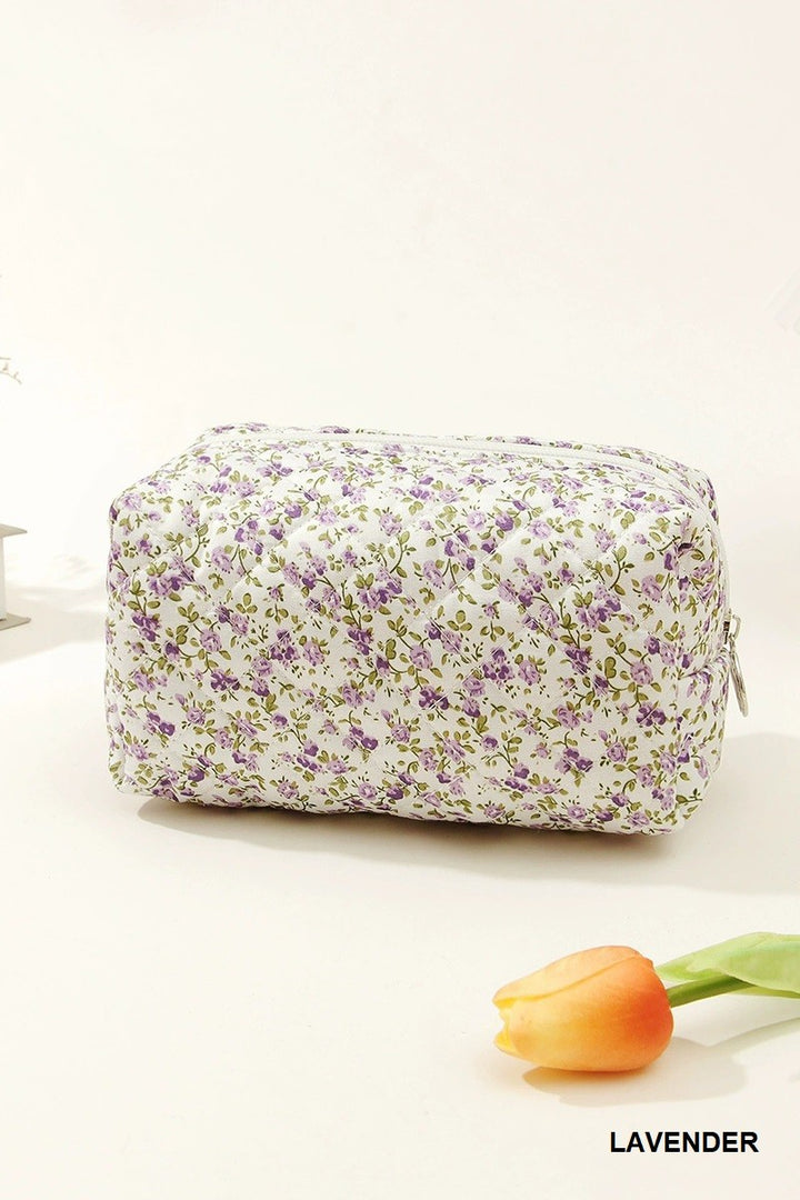 Ditsy Quilted Floral Cosmetic Pouch Bag - 4 Colors
