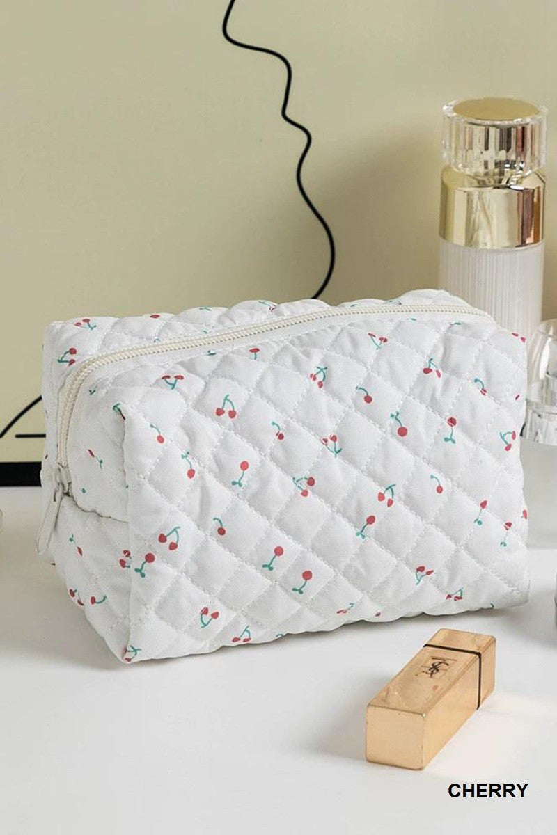 Ditsy Quilted Floral Cosmetic Pouch Bag - 4 Colors