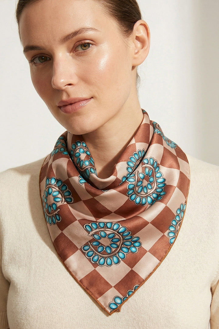 Kayte Turquoise Jewel Satin Scarf