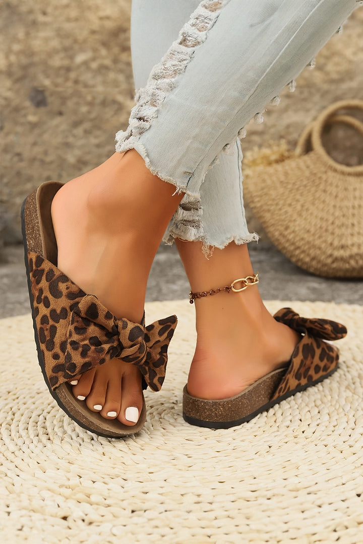 Summer Leopard Bow Retro Sandals
