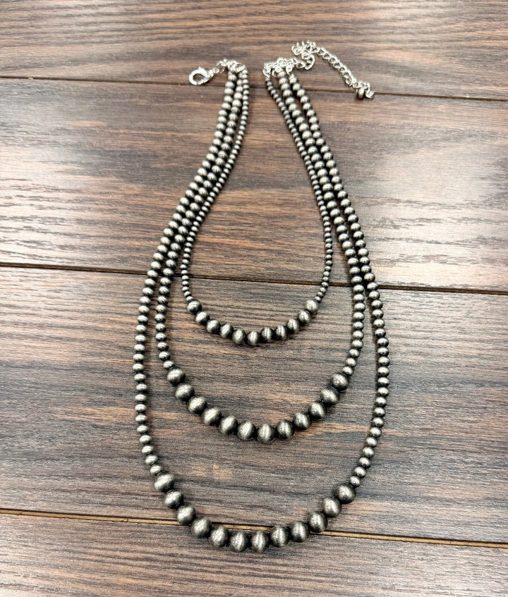 24" Handmade Navajo Pearl 3 Strand Necklace