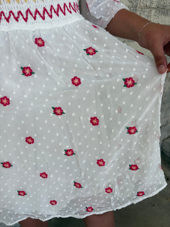 Ivory Floral Embroidered Dress