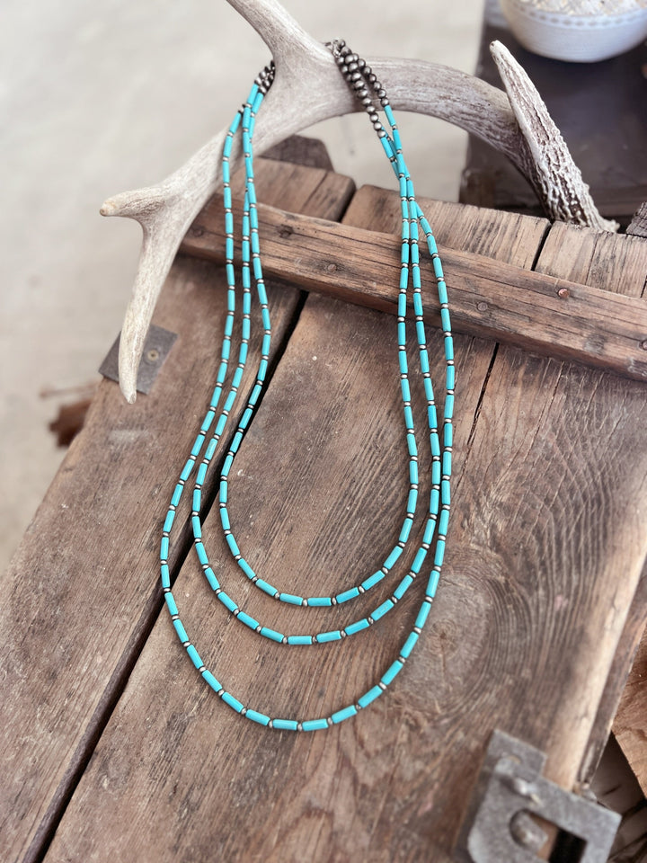 3-Strand Beaded Navajo Long Necklace - 2 Colors | gussieduponline