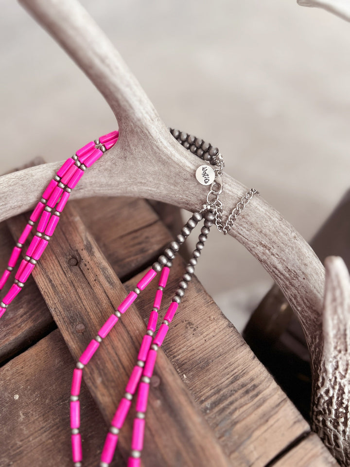 3-Strand Beaded Navajo Long Necklace - 2 Colors | gussieduponline