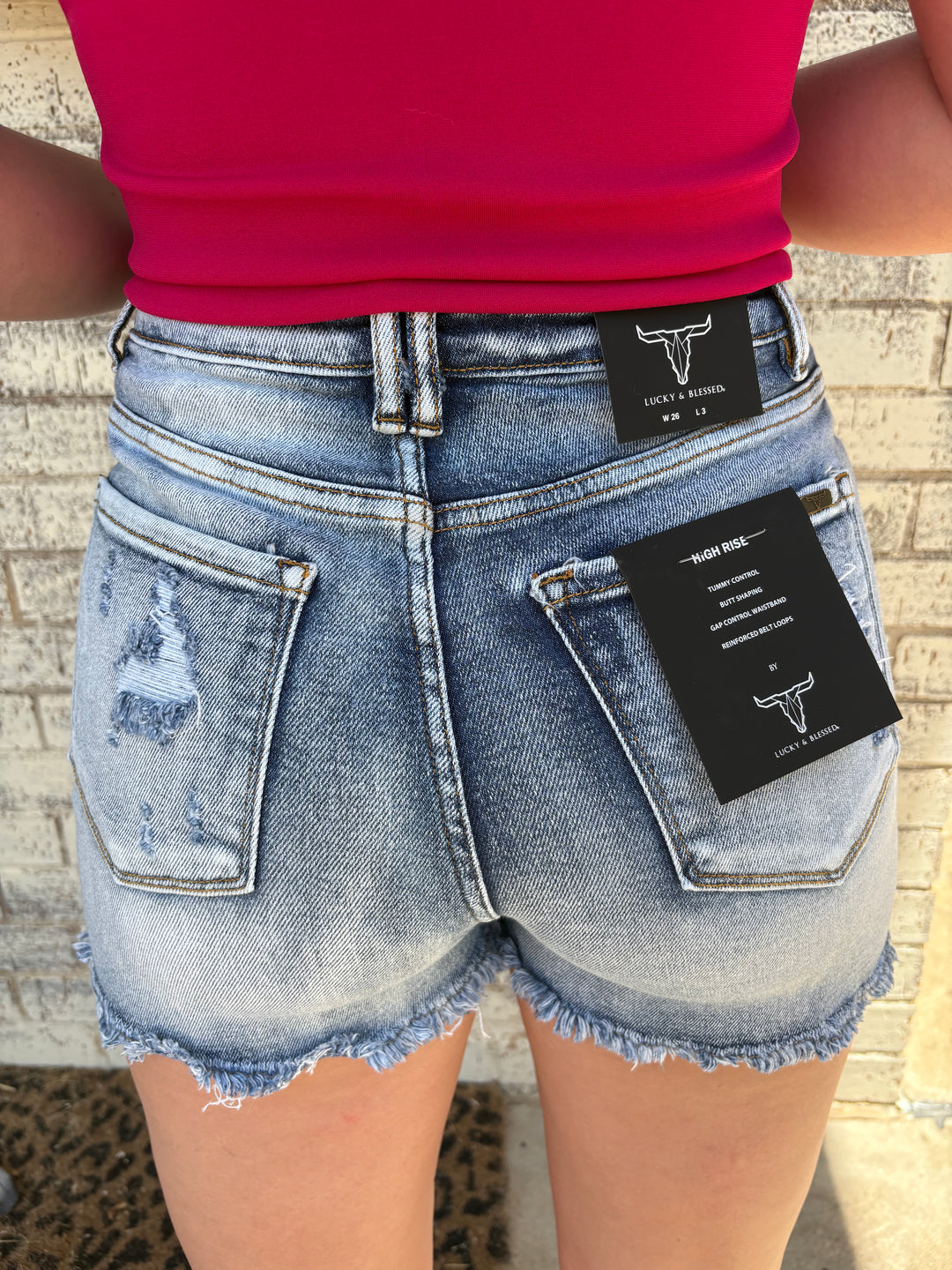 Distressed Tummy Control Denim Shorts - 2 Colors*