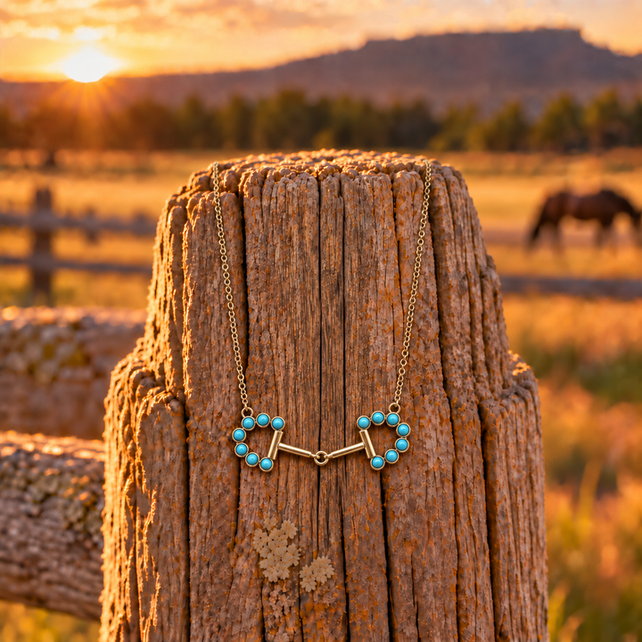 Turquoise Stone Horse Bit Necklace