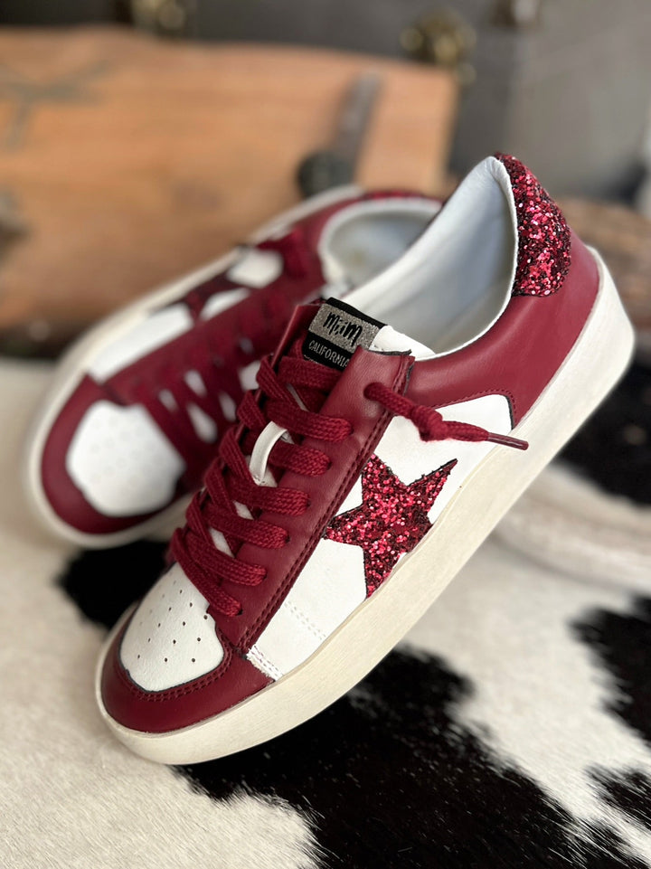 Maroon Candace Star Sneaker | gussieduponline