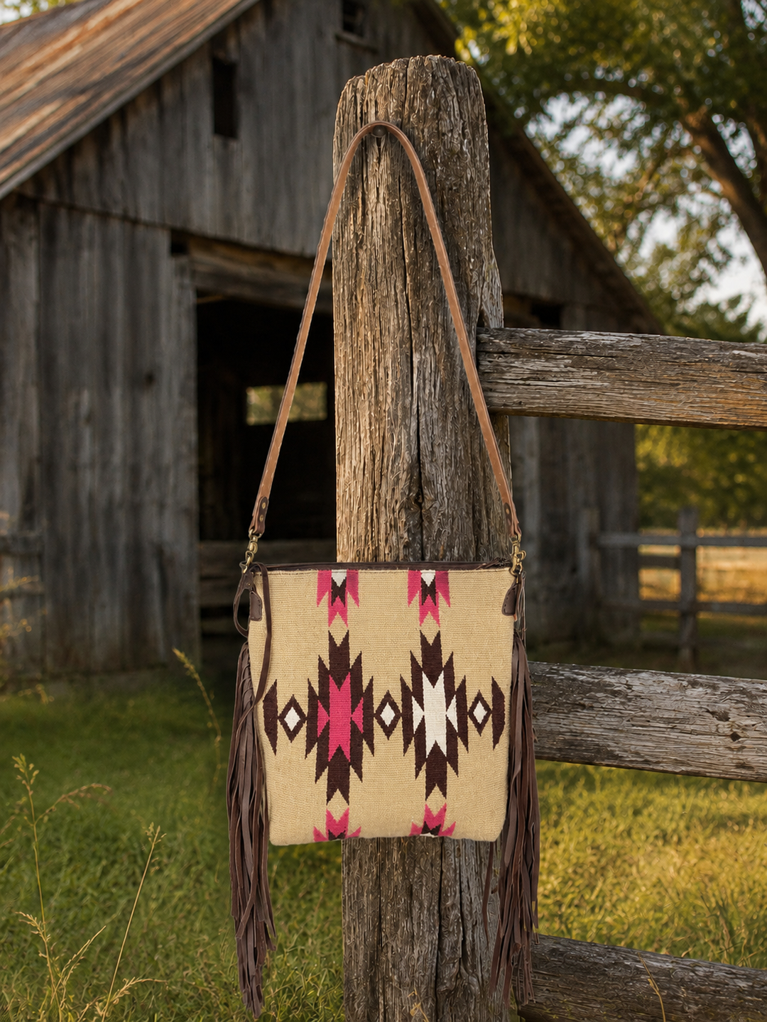 Southwestern Desert Rose Aztec Crossbody