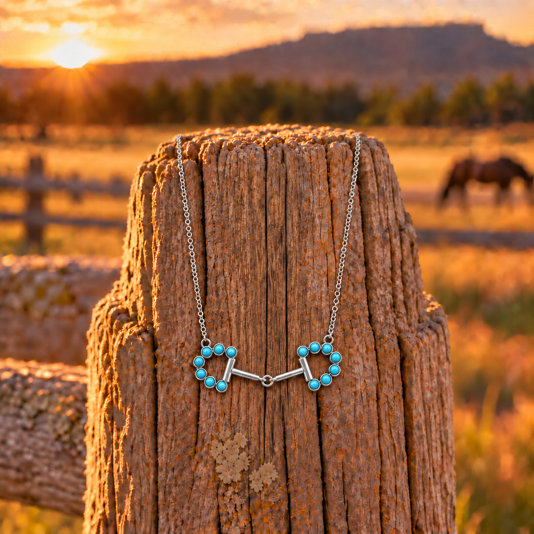 Turquoise Stone Horse Bit Necklace