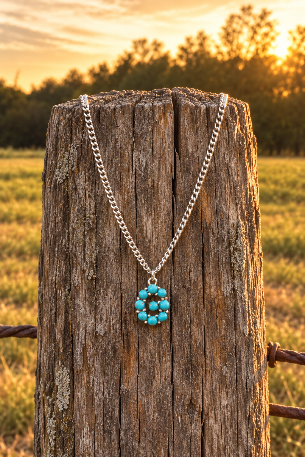 Turquoise Stone Initial Necklace