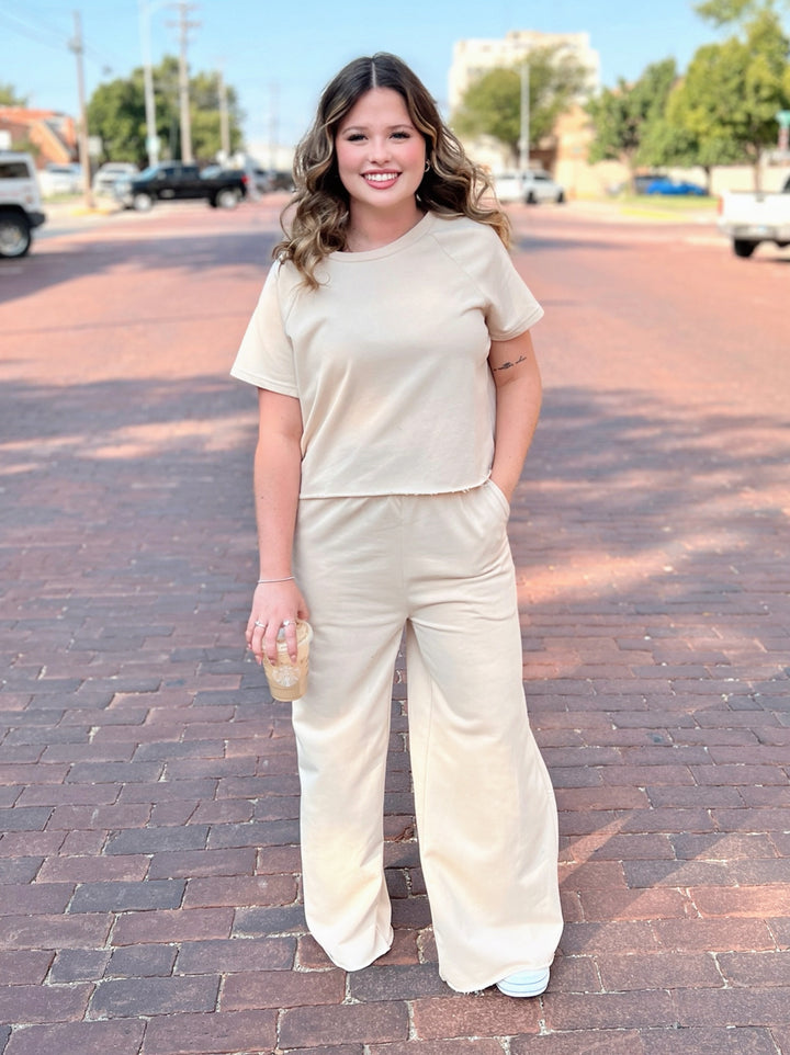 Natural Wide Leg Pant Set LSET153 | gussieduponline