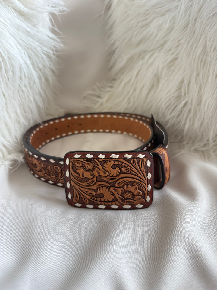 American Darling Genuine American Leather Tooled Belt