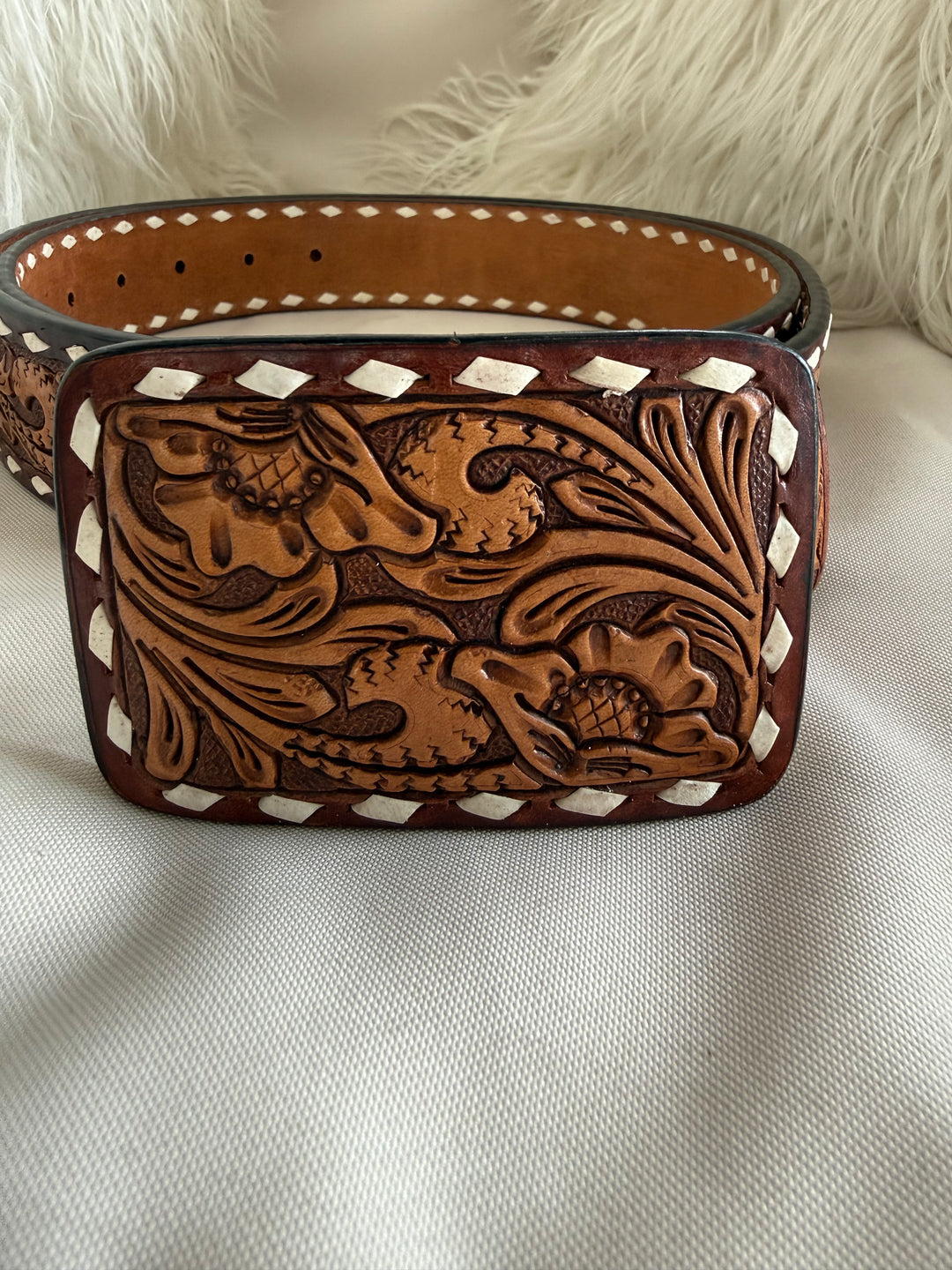 American Darling Genuine American Leather Tooled Belt