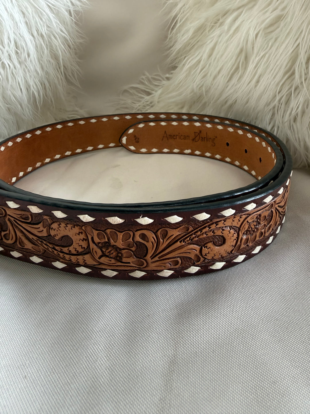 American Darling Genuine American Leather Tooled Belt