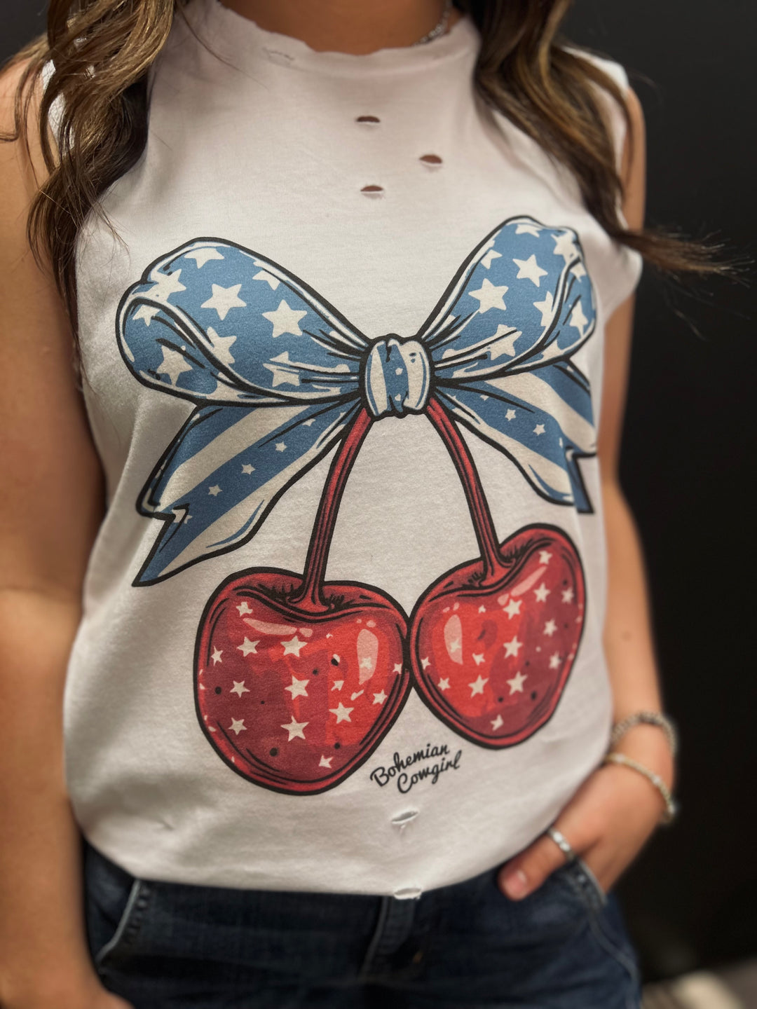 Americana Cherry Holy Tank Top*