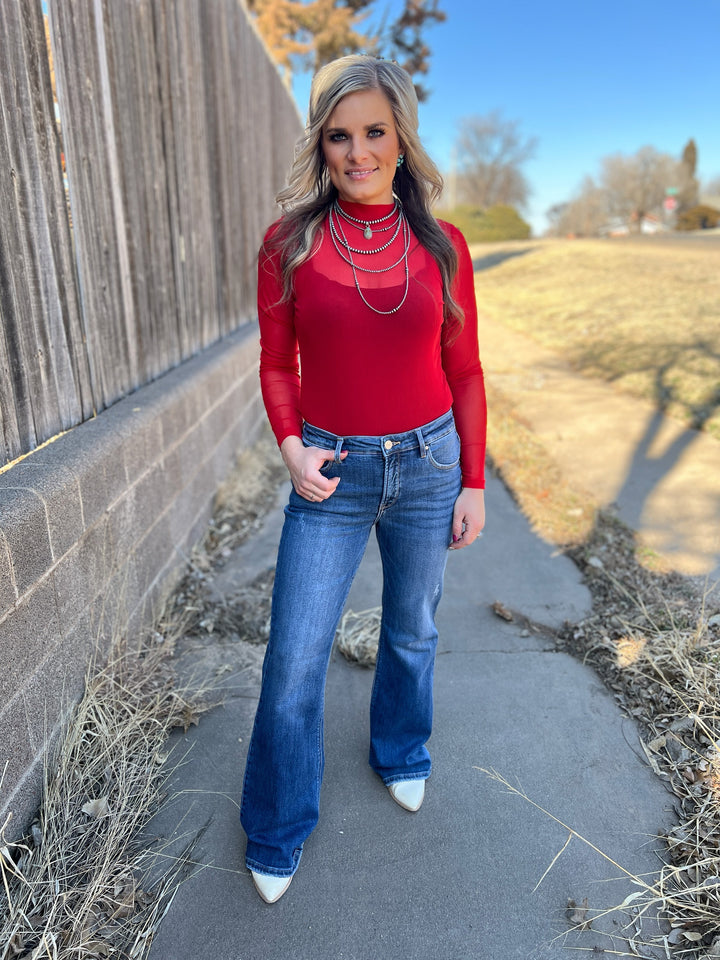 Basic Flare Mid Rise Tummy Control Jeans*