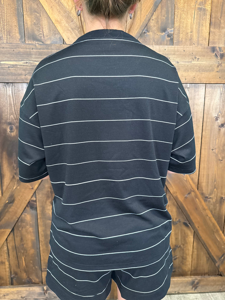 Black Stripe Short Sleeve Set
