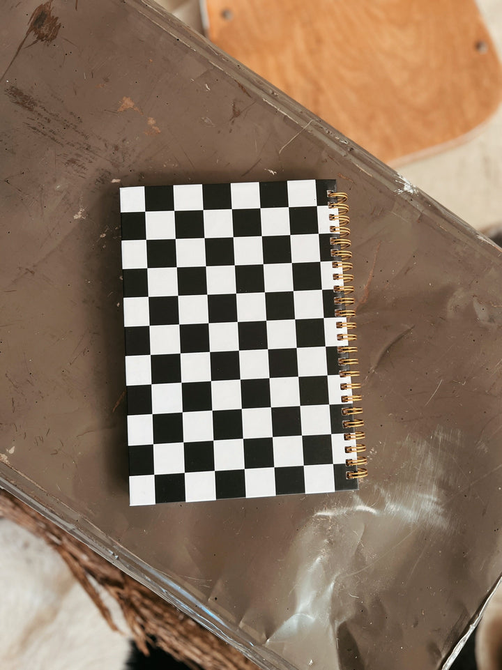 Black & White Checkered Notebook and Pen | gussieduponline