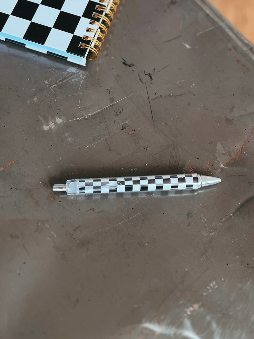 Black & White Checkered Notebook and Pen | gussieduponline