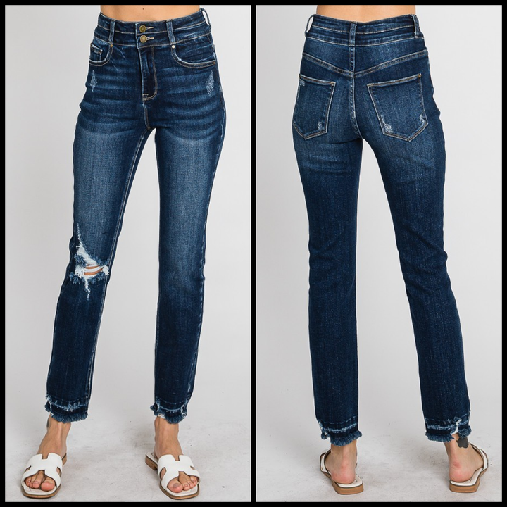 Destroyed Super High Rise Stretch Slim Straight | gussieduponline