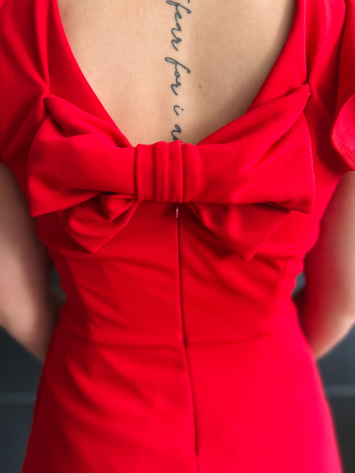 Bow Back Ruffle Sleeve Romper - 2 Colors