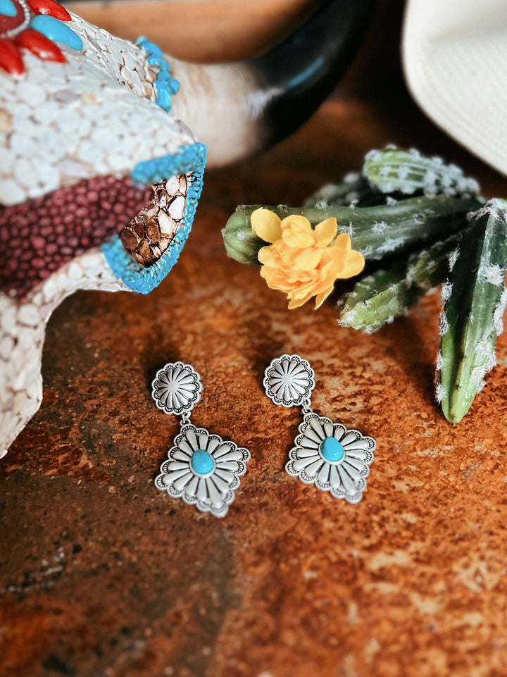 Concho Turquoise Post Earrings | gussieduponline