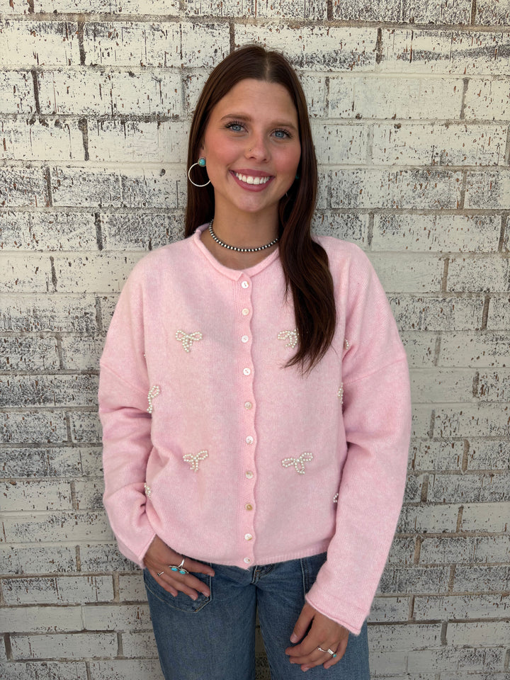 Cotton Candy Pearl Bow Sweater*