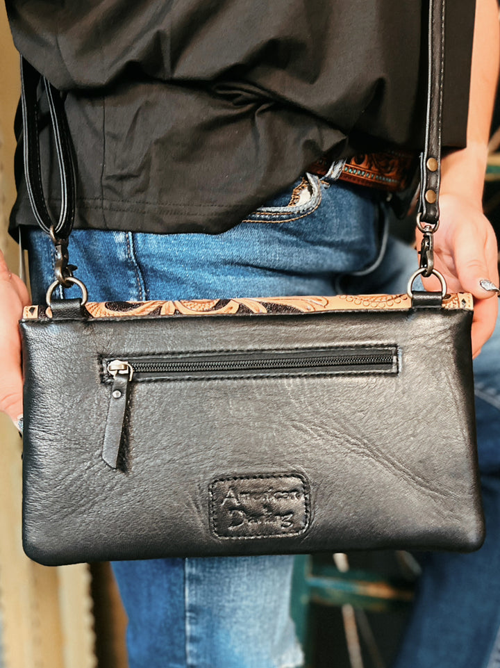 Darling Quilted Black Leather Crossbody Bag With Leather Flap | gussieduponline