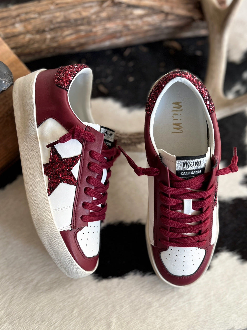 Maroon Candace Star Sneaker | gussieduponline