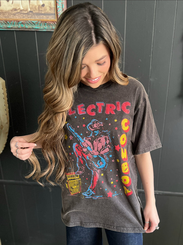 Electric Cowboy Grey Mineral Washed Graphic Tee*