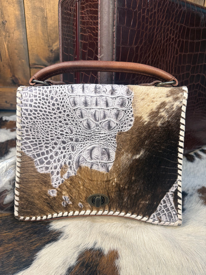 American Darling Embossed Croc Leather & Cowhide Crossbody