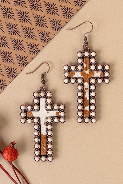 Encased Cross Earrings- 3 Colors | gussieduponline