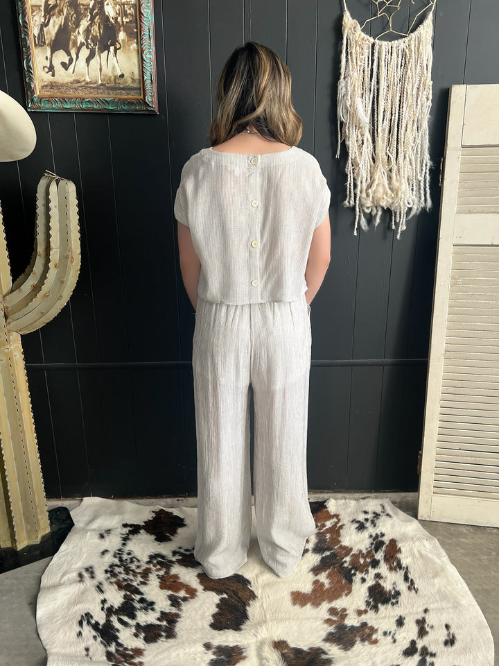 Natural Pinstriped Button Back 2 Piece Set*