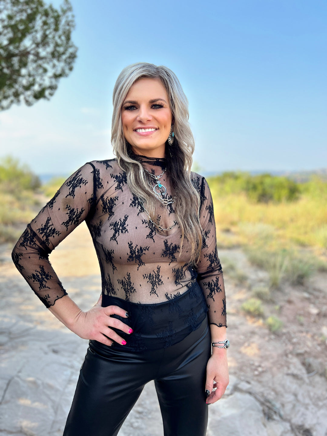 Feel Like A Woman Lace Mesh Top | gussieduponline