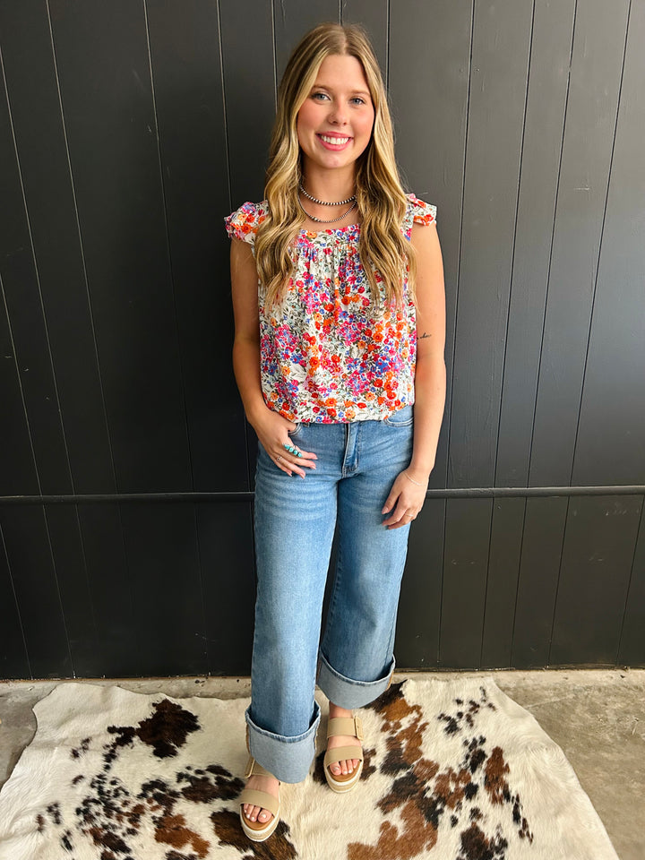 Floral Square Neck Tank Top*