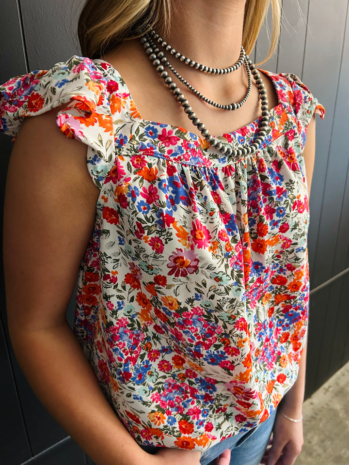 Floral Square Neck Tank Top*