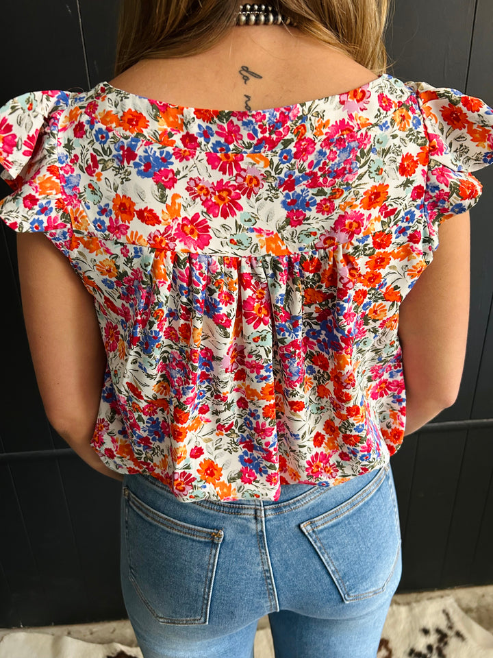 Floral Square Neck Tank Top*