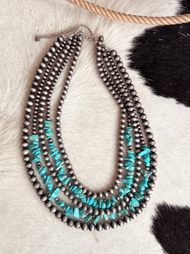 Handmade 5-strand Chip Stone Navajo Bead Necklace | Gussied Up Online Boutique