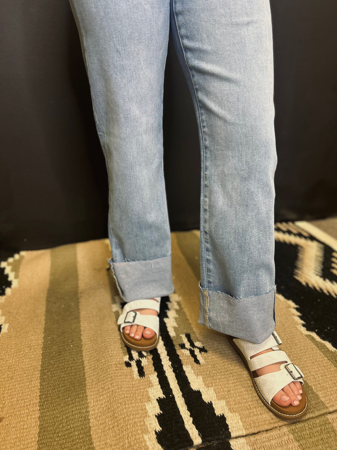 High Rise Light Wash Straight Leg Jeans*