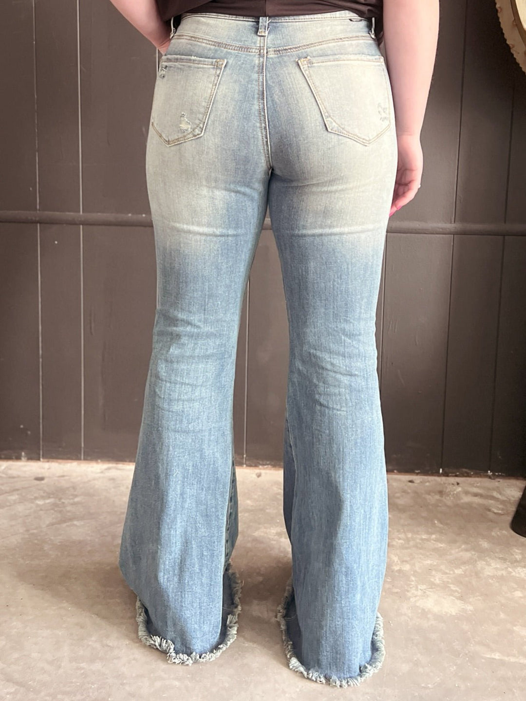 High Rise Tummy Control Distressed Flare Jeans | gussieduponline